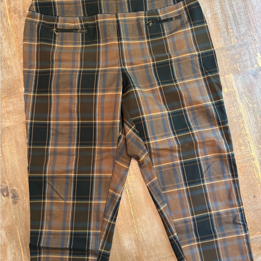 Cato Brown and Black Dress Pants with Classic Plaid Design